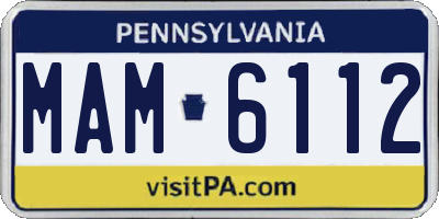 PA license plate MAM6112