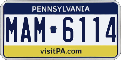 PA license plate MAM6114