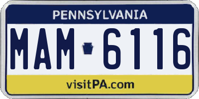 PA license plate MAM6116
