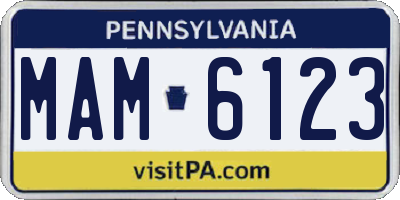 PA license plate MAM6123
