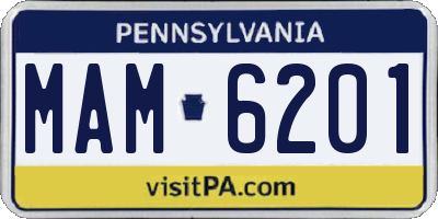 PA license plate MAM6201