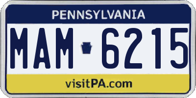 PA license plate MAM6215