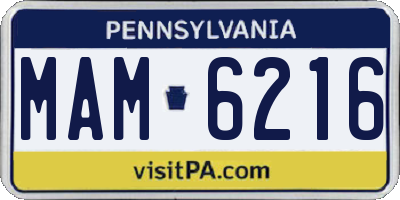 PA license plate MAM6216