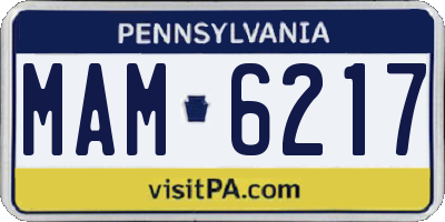 PA license plate MAM6217