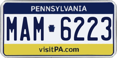 PA license plate MAM6223