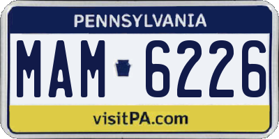PA license plate MAM6226