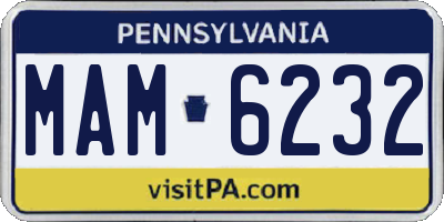 PA license plate MAM6232