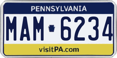 PA license plate MAM6234