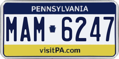 PA license plate MAM6247