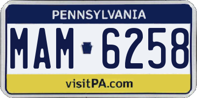 PA license plate MAM6258