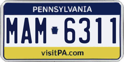 PA license plate MAM6311