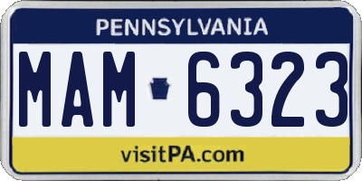 PA license plate MAM6323