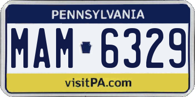 PA license plate MAM6329