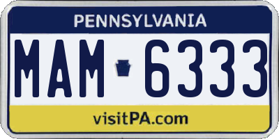 PA license plate MAM6333