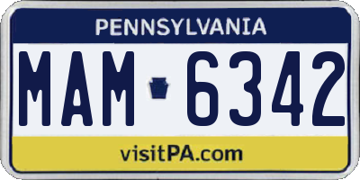 PA license plate MAM6342