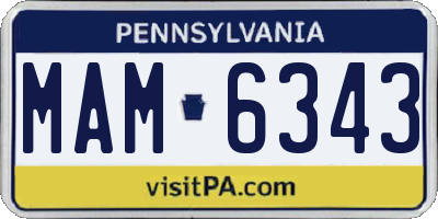 PA license plate MAM6343