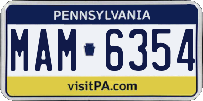 PA license plate MAM6354