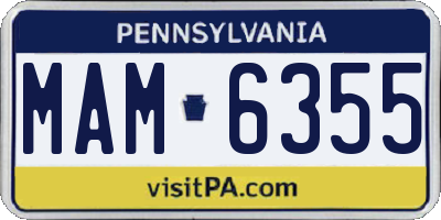 PA license plate MAM6355