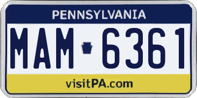 PA license plate MAM6361