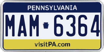 PA license plate MAM6364