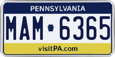 PA license plate MAM6365