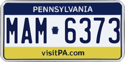 PA license plate MAM6373