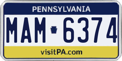 PA license plate MAM6374