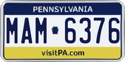 PA license plate MAM6376