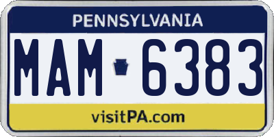PA license plate MAM6383