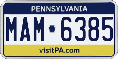 PA license plate MAM6385