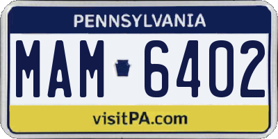 PA license plate MAM6402