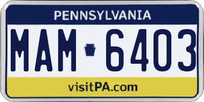 PA license plate MAM6403