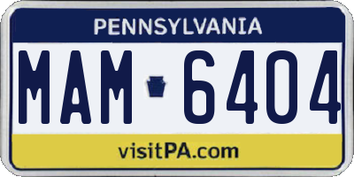 PA license plate MAM6404