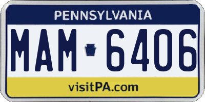 PA license plate MAM6406