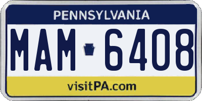 PA license plate MAM6408