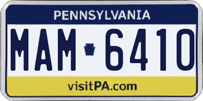PA license plate MAM6410