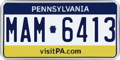 PA license plate MAM6413