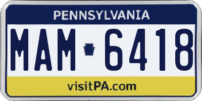 PA license plate MAM6418