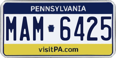 PA license plate MAM6425
