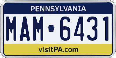 PA license plate MAM6431