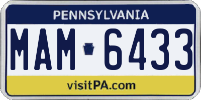 PA license plate MAM6433