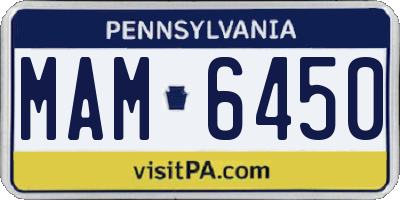 PA license plate MAM6450