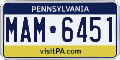 PA license plate MAM6451