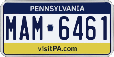 PA license plate MAM6461
