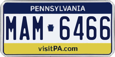 PA license plate MAM6466