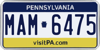 PA license plate MAM6475