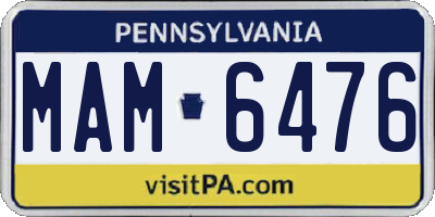 PA license plate MAM6476