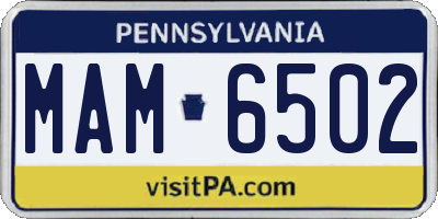 PA license plate MAM6502