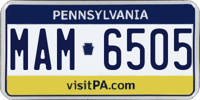 PA license plate MAM6505
