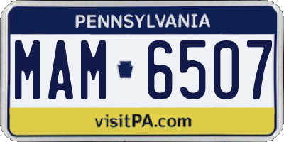 PA license plate MAM6507